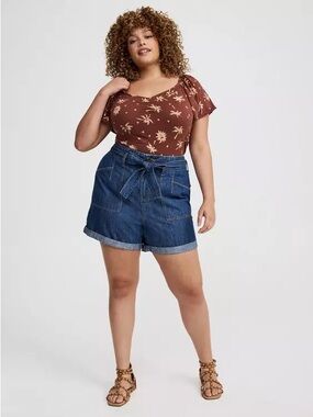 Torrid Baggy High-Rise Tie-Belt Shorts NWT